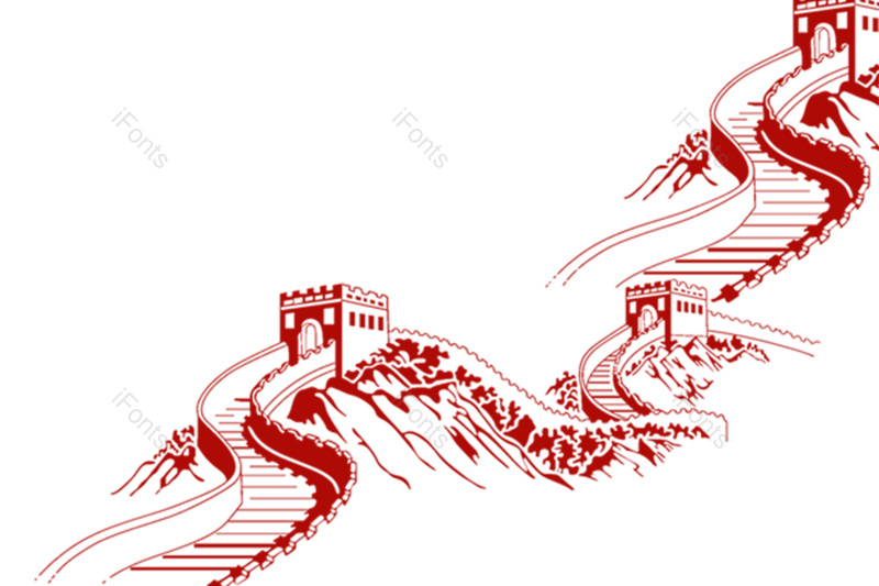 中国图片,中国梦元素,剪纸风PNG,建筑免抠素材